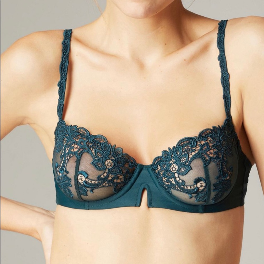 Simone Pérèle Saga Tattoo Demi Cup Bra 32 E (DD) in Peacock (forest green)